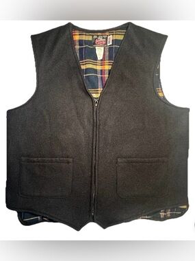 Johnson Woolen Mills Wool Vest Mens Large  Flannel Waistcoat
